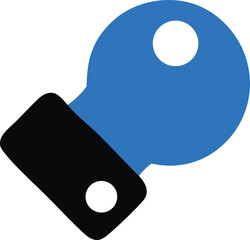 Abstract key icon design in blue and black color scheme for digital applications
