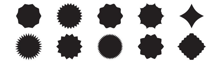 Blank promo stickers set. Starburst, graphic, sunburst, shine, stamp, decoration, sunshine, glitter symbol. Hipster Style badges. Vector design element great for retro style projects. 