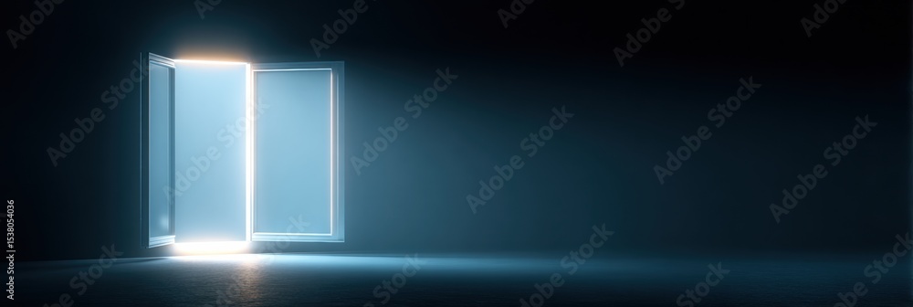Poster Symbolic Closed Window Radiating a Soft Glow That Suggests Warmth and Hope in a Dark Setting