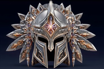 Decorative warrior helmet design with gemstones high resolution picture