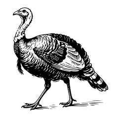 Turkey bird vector engraving style illustration