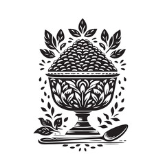 Black Rice Pilaf Silhouette Vector, High Quality Illustration on White Background