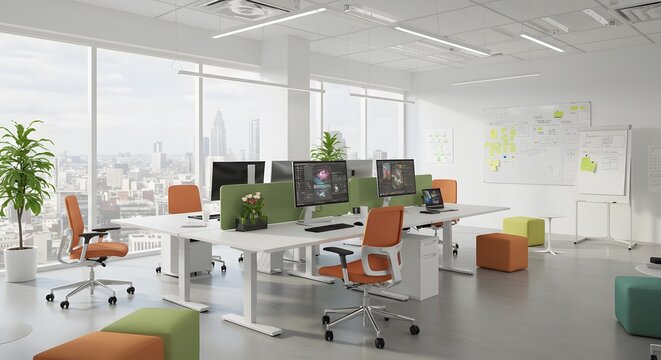 A colorful and playful modern office designed for creativity and collaboration