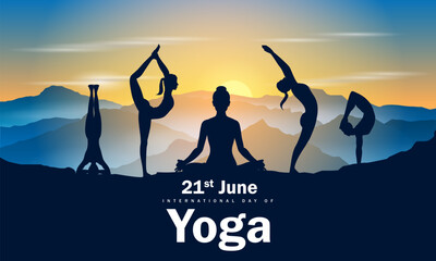 Obraz premium people doing asana and meditation practice for International Yoga Day on 21st June