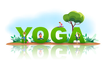 people doing asana and meditation practice for International Yoga Day on 21st June