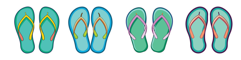 Flip Flops Flat Style Summer Footwear Vector Illustration