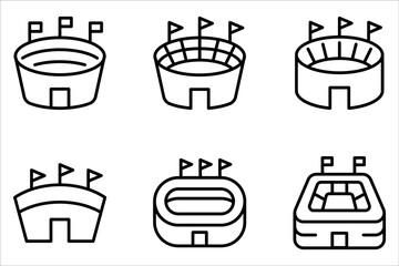 Arena sports stadium icon set. vector icons for web design isolated on white background
