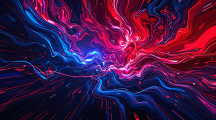 Obraz premium Dynamic swirls of red and blue create a vibrant abstract design, delivering visual impact perfect for modern digital art projects. 4K HD