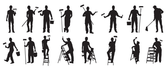 painter workers silhouette 
