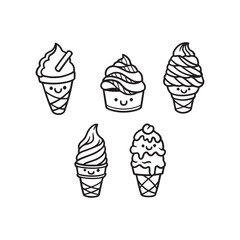 Hand drawn Ice cream icon set