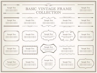 vintage frame set 6_sepia／セピアカラーのビンテージフレームとあしらい飾りのセット