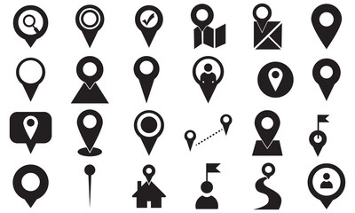 Map Location Icons set. Place mark related icons . Vector illustration. Pictograms and infographics for mobile apps. 
