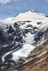 View of Grossglockner, Austria's highest mountain peak. Below is the Pasterze Glacier. Photo taken from Kaiser-Franz-Josefs-Hohe, which is accesible via Großglockner Hochalpenstraße