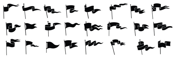 retro flag silhouette vintage waving flags ripped banner grunge flag symbol isolated set