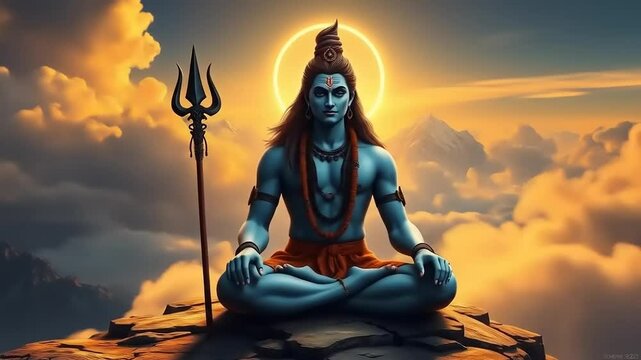 Shiva Meditation Mountain Sunset.