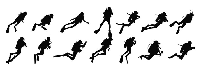  scuba diving vector silhouettes