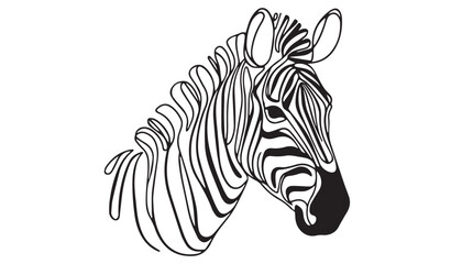 Continuous one single minimal line drawing zebra