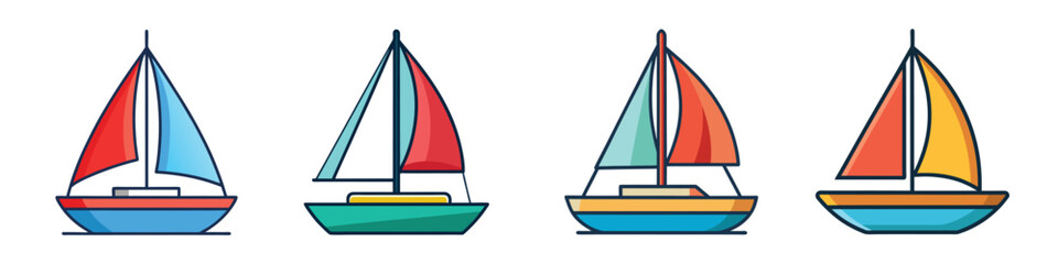 Sailboat Flat Style Nautical Vehicle Vector Illustration