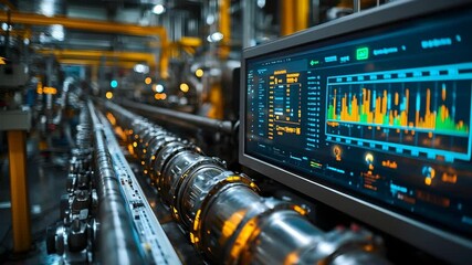 Sustainable manufacturing plant showcasing digital water usage metrics