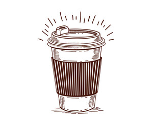 Coffee in a paper cup hand drawn