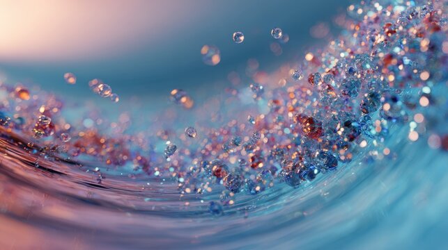 Dynamic Wave with Sparkling Droplets Captured in Motion