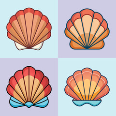 Seashell Flat Style Ocean Element Vector Illustration