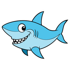 Naklejka premium Smiling Shark Cartoon Mascot Character