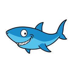 Obraz premium Smiling Shark Cartoon Mascot Character