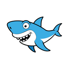 Fototapeta premium Smiling Shark Cartoon Mascot Character