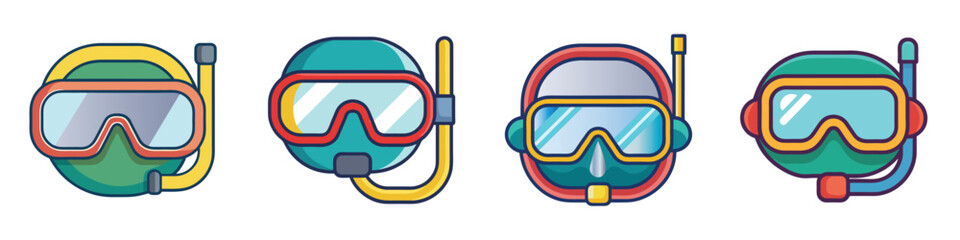 Snorkel Mask Flat Style Diving Gear Vector Illustration