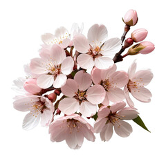 Pastel cherry blossom cluster – soft floral PNG element for spring designs on transparent background
