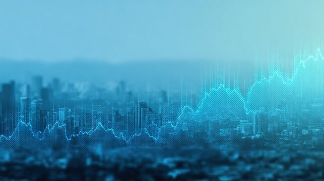 Digital Graph Overlay on Urban Skyline - Powered by Adobe