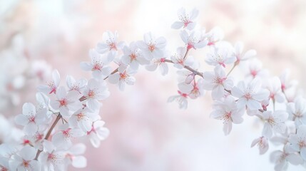 Obraz premium Delicate cherry blossoms herald spring s arrival a symbol of renewal and ephemeral beauty against a