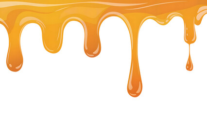 Golden color liquid honey dripping down in thick viscous stream, Honey Dripping vector illustration image