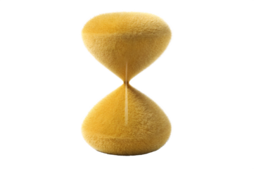 Fluffy Yellow Hourglass Sand Timer Illustration on Transparent Background