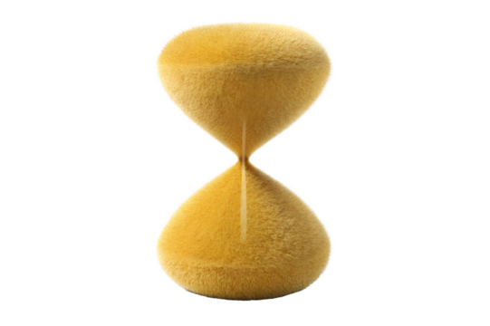 Fluffy Yellow Hourglass Sand Timer Illustration on Transparent Background