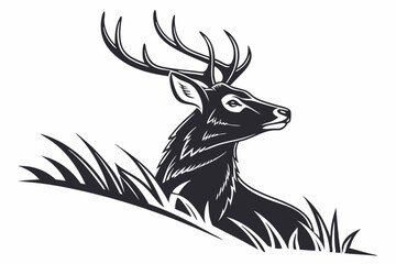 black deer head silhouette vector illustration