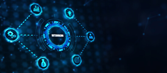 Internet, business, Technology and network concept. Outsourcing human resources. 3d illustration