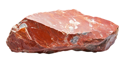 Raw red jasper rock isolated on transparent background