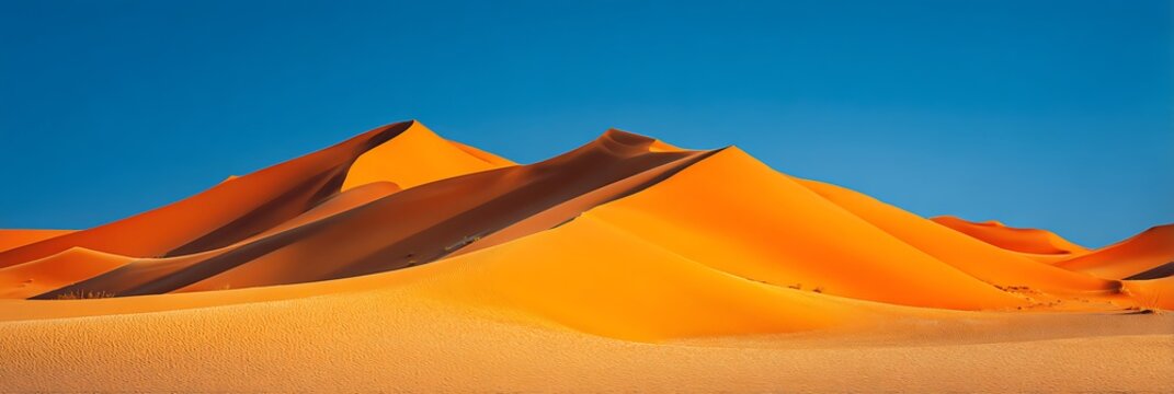 Desert sand slide structures with vivid orange accents under azure skies