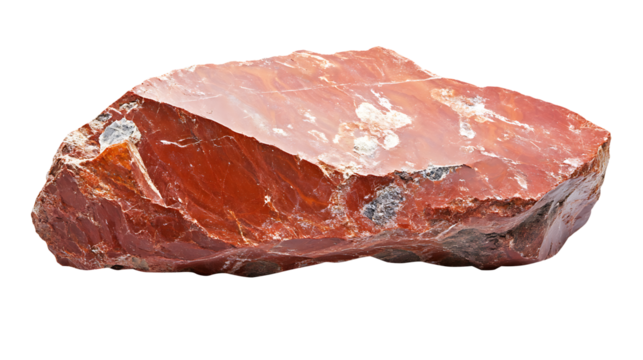 Raw red jasper rock isolated on transparent background