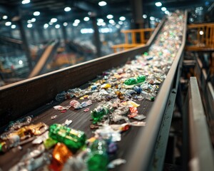 Obraz premium Recycling plastic waste on conveyor belt