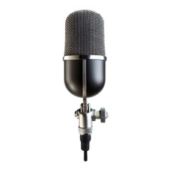 High-Quality Vintage Microphone Standing Alone on White Background, Perfect for Audio Recording,...