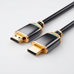 Detailed view of hdmi cables on white background