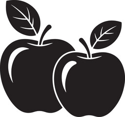 Two Black Apples Minimalist Style Illustration white