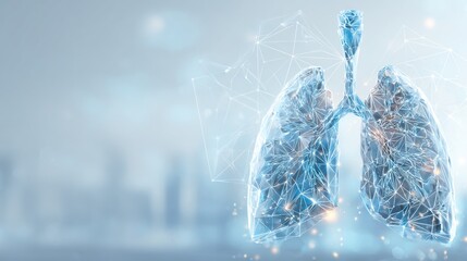 Digital Illustration of Human Lungs with Neural Network Overlay