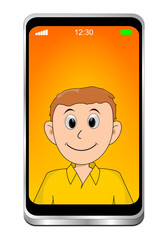 Young man using video chat on Smartphone - 3D illustration
