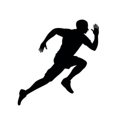Male athlete running, dynamic fitness silhouette