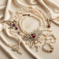 pearl necklace on a white background