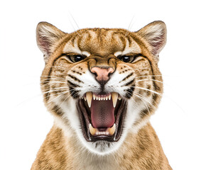 Obraz premium A snarling bobcat, close-up portrait, fierce expression, wild feline, intense gaze.
